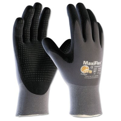 PIP® MaxiFlex® Endurance™ MicroFoam Grip/Micro Dot Palm Coated Gloves, Large, Black/Gray, Palm and Finger Coated