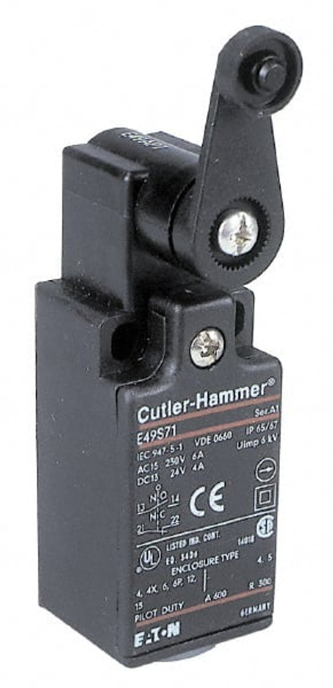Eaton Cutler-Hammer E49S71EP7 General Purpose Limit Switch: SPDT, NC, Roller Lever, Top