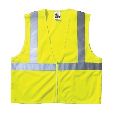 Ergodyne GloWear® Safety Vest, 8210Z, Mesh, Class 2, Type R, 2 in Reflective Tape, 2 Pockets, Zipper, 2X-Large/3X-Large, Lime