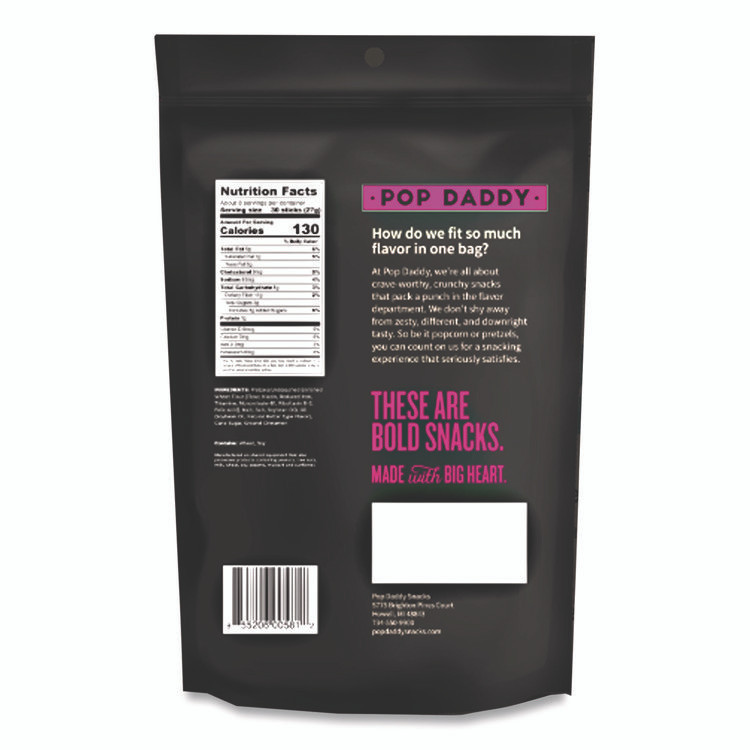 POP DADDY SNACKS 00583 Cinnamon Sugar Pretzel Sticks, 3 oz Bag, 15/Carton