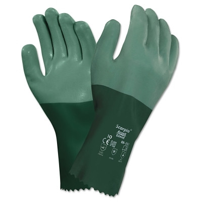 Ansell AlphaTec® 08-352 Neoprene Coated Gloves, Rough Finish, Size 8, Green