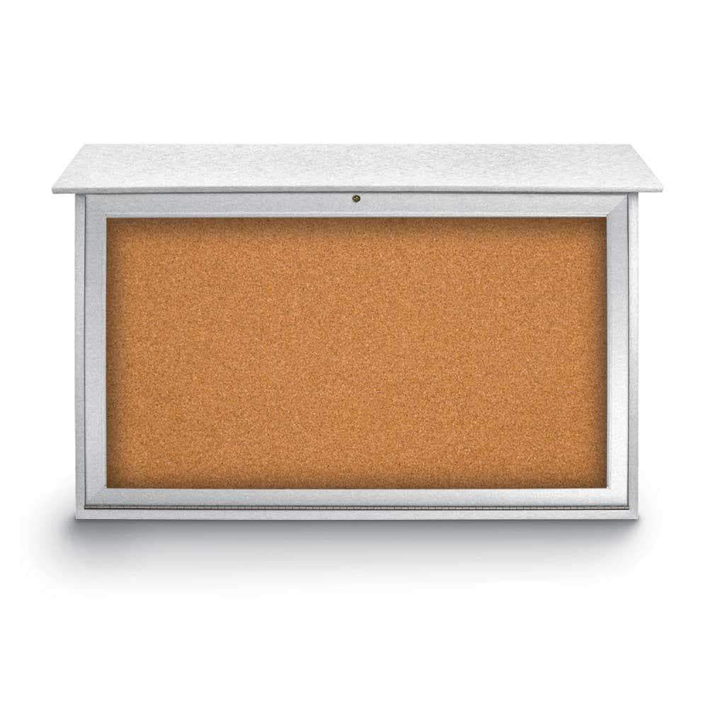 United Visual Products UVSDB4530-WHITE Enclosed Cork Bulletin Board: 45" Wide, 30" High, Cork, Natural Tan