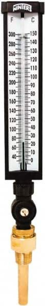 Winters TIM105ALF. 30 to 300°F, Industrial Thermometer with Standard Thermowell