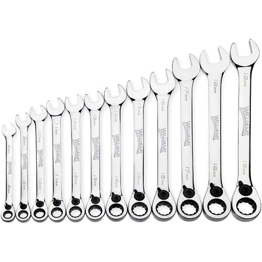 Williams JHWMWS-12RC Wrench Sets; Tool Type: Ratcheting Combination Wrench Set ; Set Type: Ratcheting Combination Wrench Set ; System Of Measurement: Metric ; Container Type: Plastic Tray ; Wrench Size: 8 to 19 mm ; Material: Steel