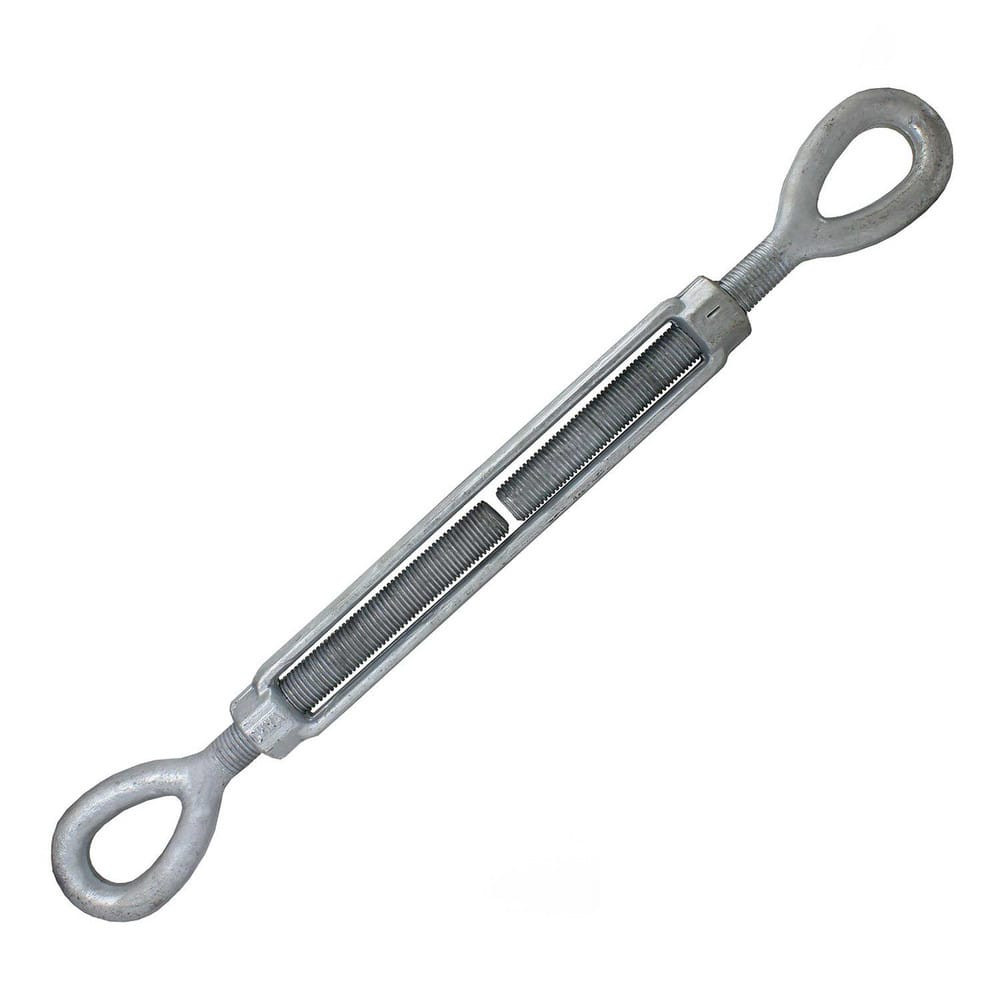 US Cargo Control EETBGV58X6 Turnbuckles; Turnbuckle Type: Eye & Eye ; Working Load Limit: 3500 lb ; Thread Size: 5/8-6 in ; Turn-up: 6in ; Closed Length: 15.68in ; Material: Steel