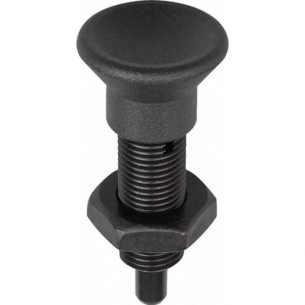 KIPP K0633.22105AL 3/8-24, 24mm Thread Length, 5mm Plunger Diam, Hardened Locking Pin Knob Handle Indexing Plunger