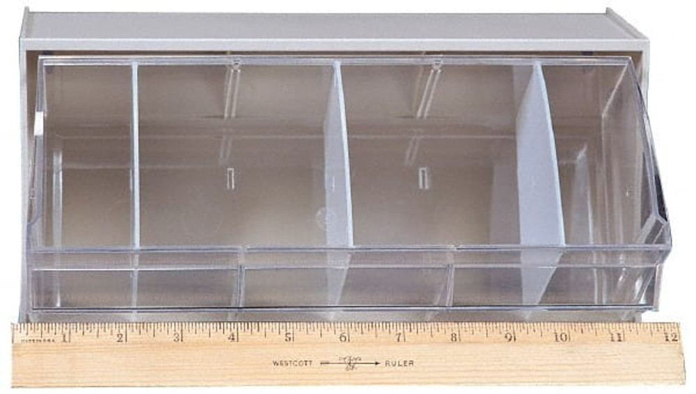 Quantum Storage QTB410IV Single Compartment Beige/Clear Small Parts Tip Out Stacking Bin Organizer