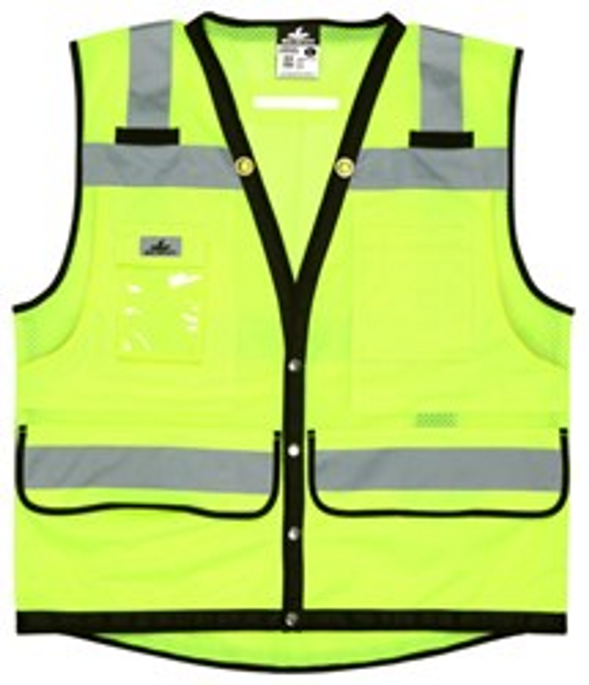 MCR Safety VSURVMLBL Class 2 Lime Premium Surveyor Safety Ves