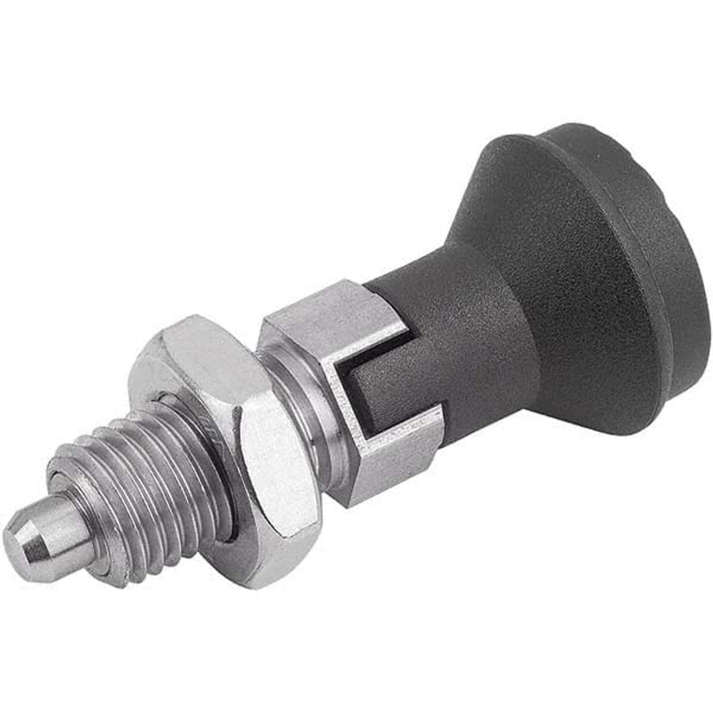 KIPP K0339.14105 M10x1, 15mm Thread Length, 5mm Plunger Diam, Locking Pin Knob Handle Indexing Plunger