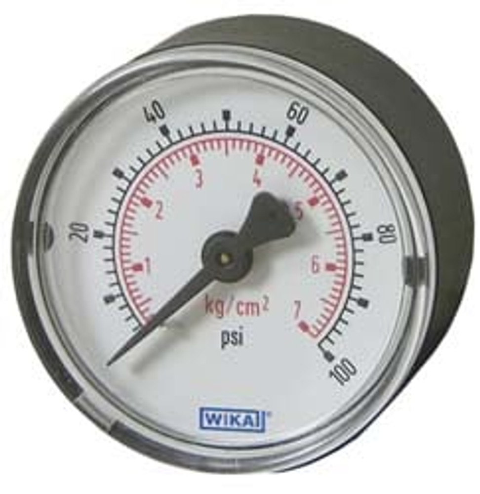 Wika 4308140 Pressure Gauge: 1-1/2" Dial, 1/8" Thread, U-Clamp Panel & Center Back Mount