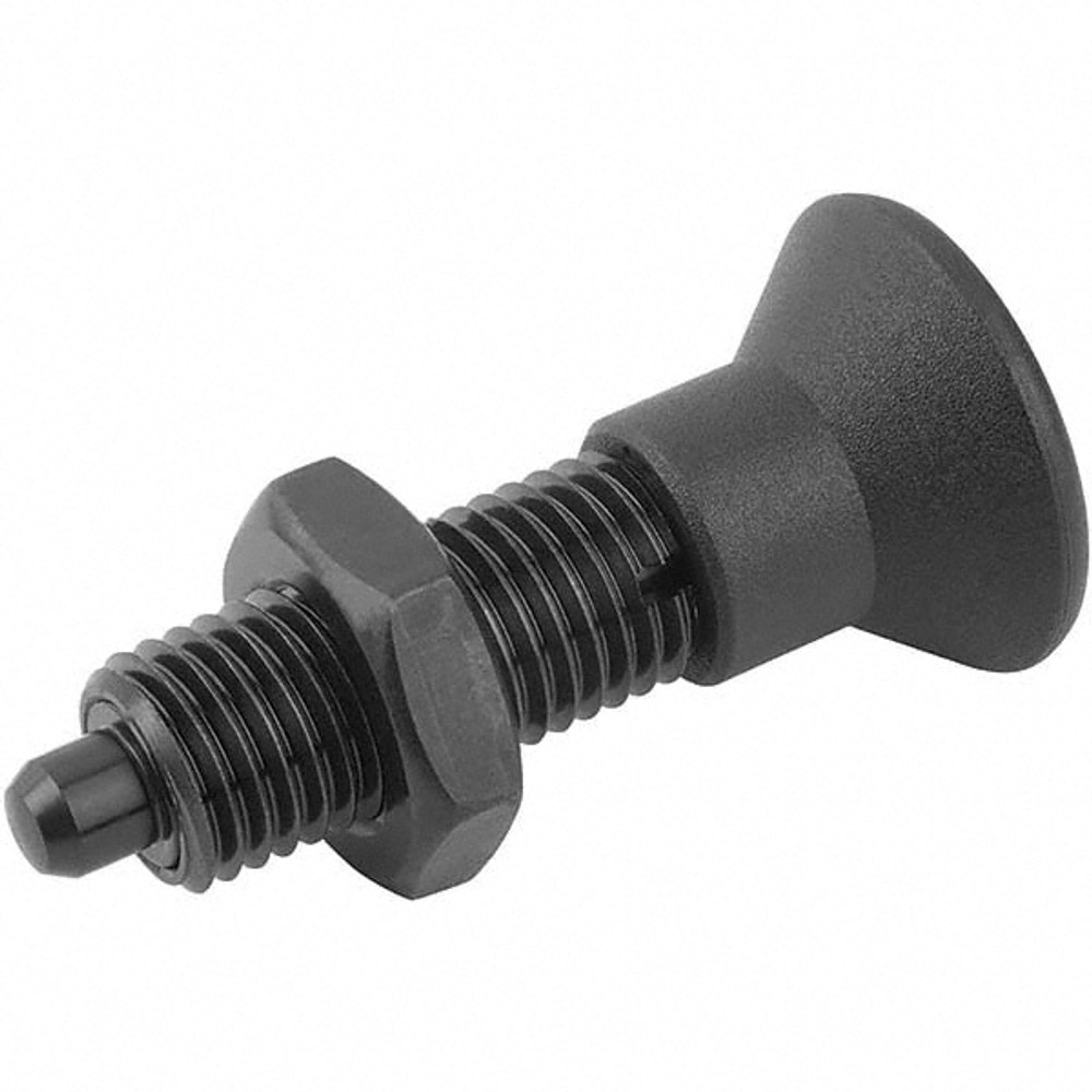 KIPP K0343.2412 M20x1.5, 42mm Thread Length, 12mm Plunger Diam, Hardened Locking Pin Knob Handle Indexing Plunger