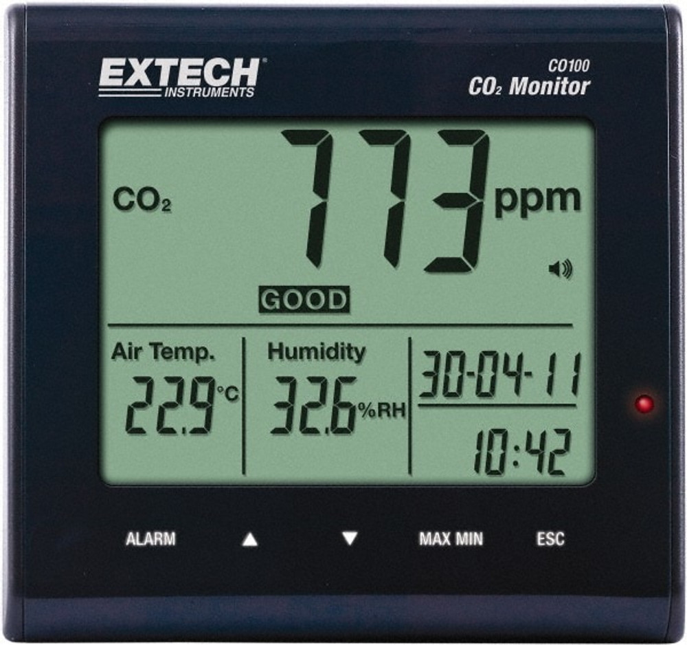 Extech CO100 23 to 122°F, 0 to 99.9% Humidity Range, Air Quality Monitor