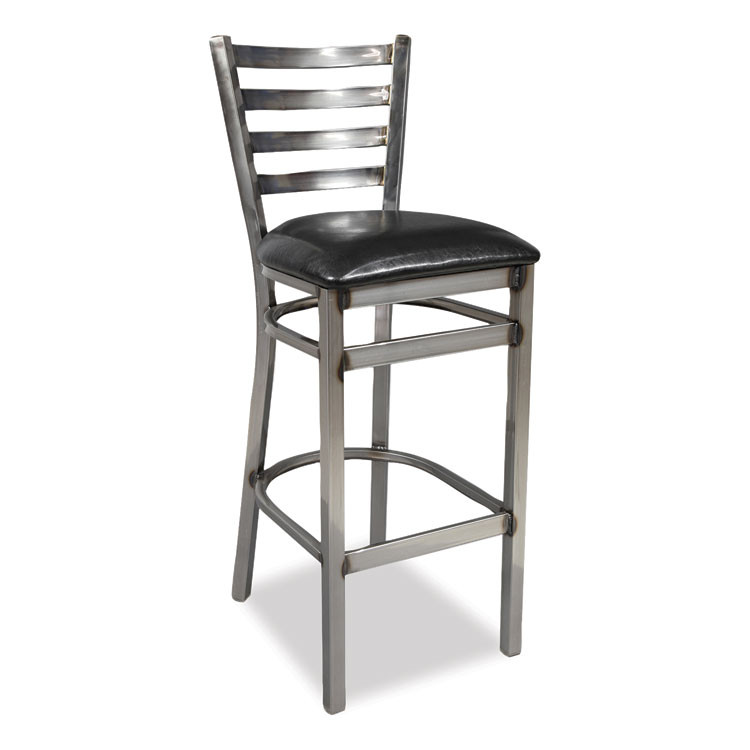 JMC FURNITURE WHBSCLR White Horse Series Barstools, Supports Up to 300 lb, 29.5" Seat Height, Black Seat, Industrial Clear-Coat Steel Back/Frame