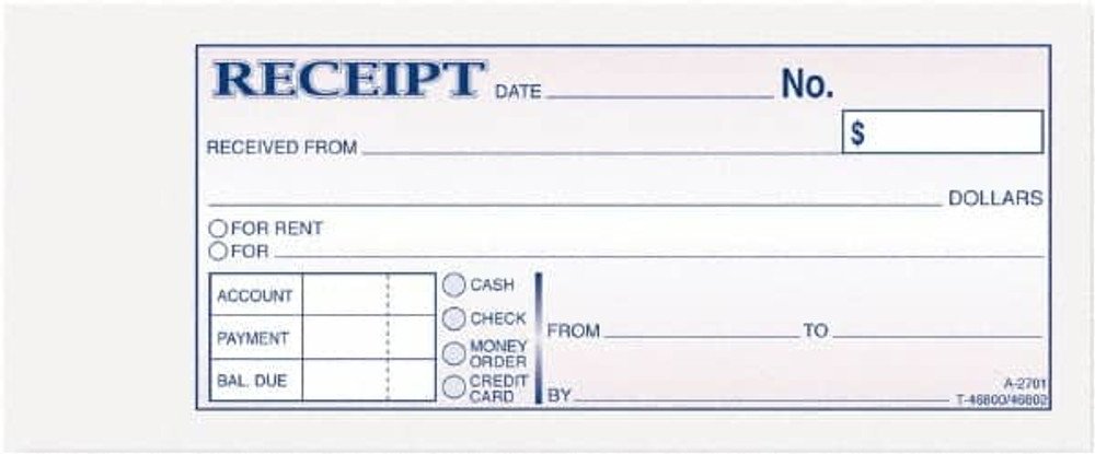 Adams Business Forms ABFTC2701 Receipt Book: 50 Sheets