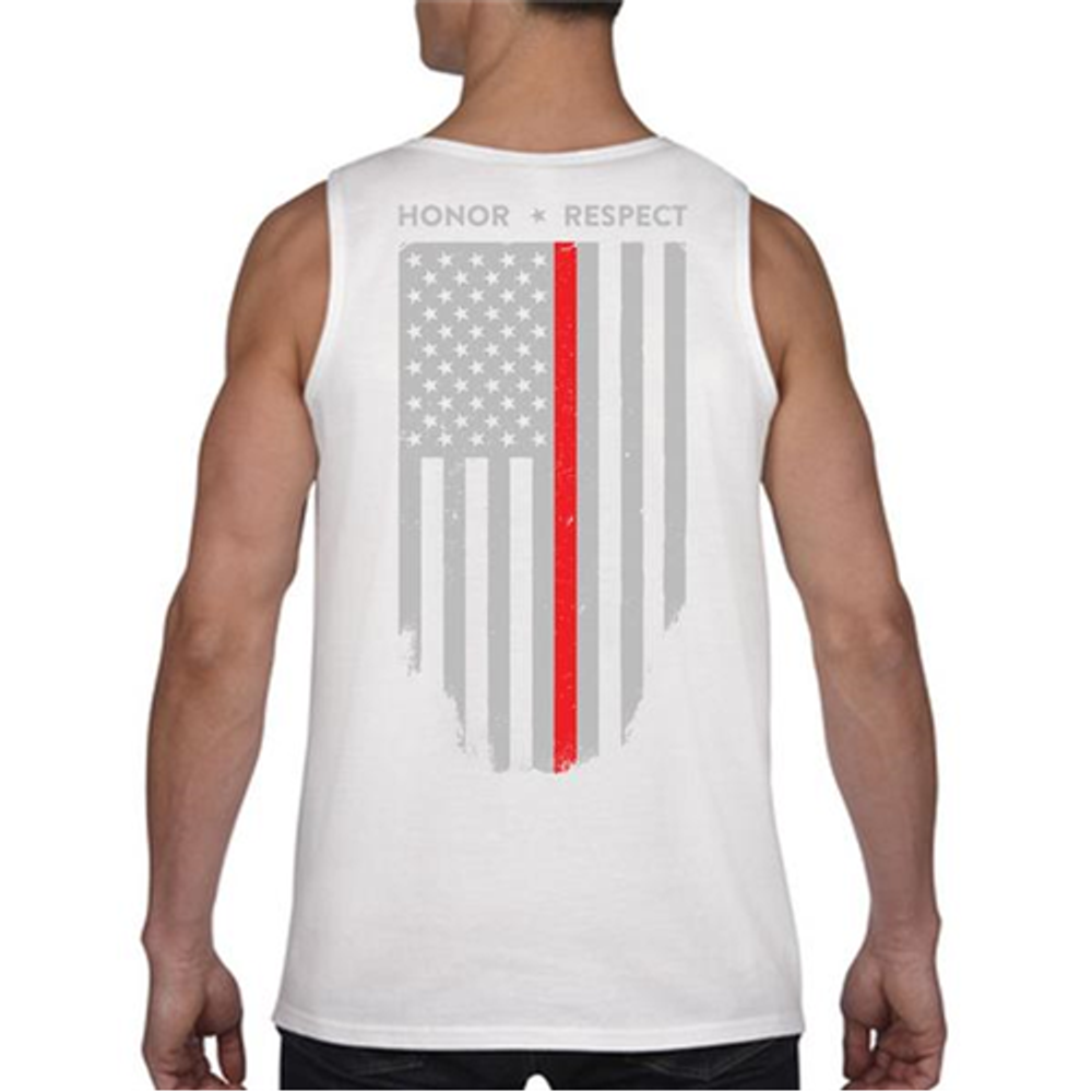 Thin Blue Line TRL-TANK-WHITE-XL Tank - Thin Red Line American Flag - HONOR & RESPECT