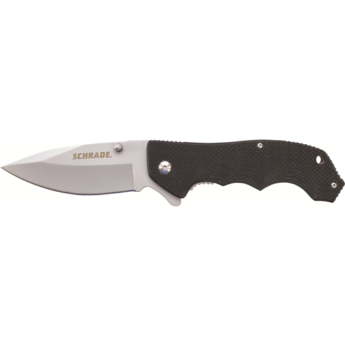 Schrade SCH109 G10 Handle, 9Cr18MoV Steel, Index Flipper, Liner Lock, Dual Thumb Studs.