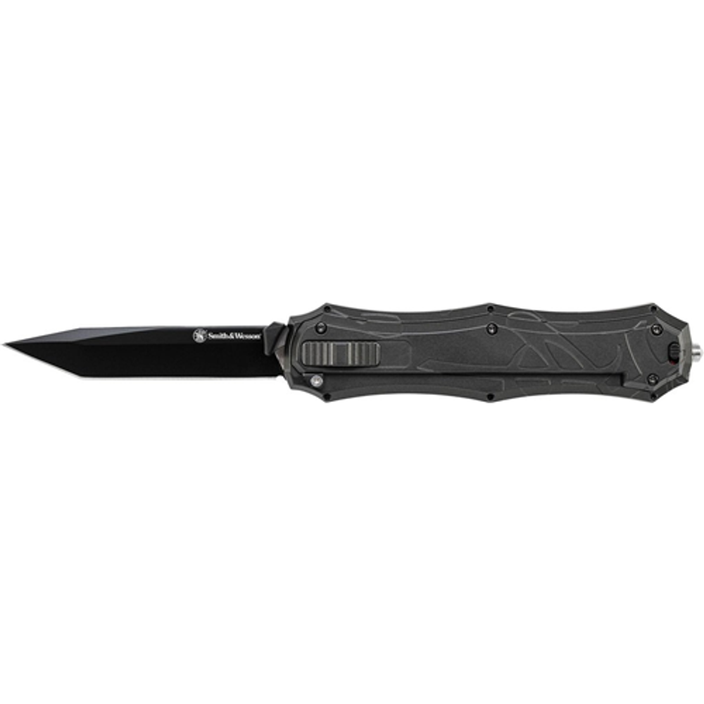 Smith & Wesson SWOTF9TB OTF Assist, Finger Actuator, Black Tanto Blade AUS-8 Steel. No Ship CA, NY, MA