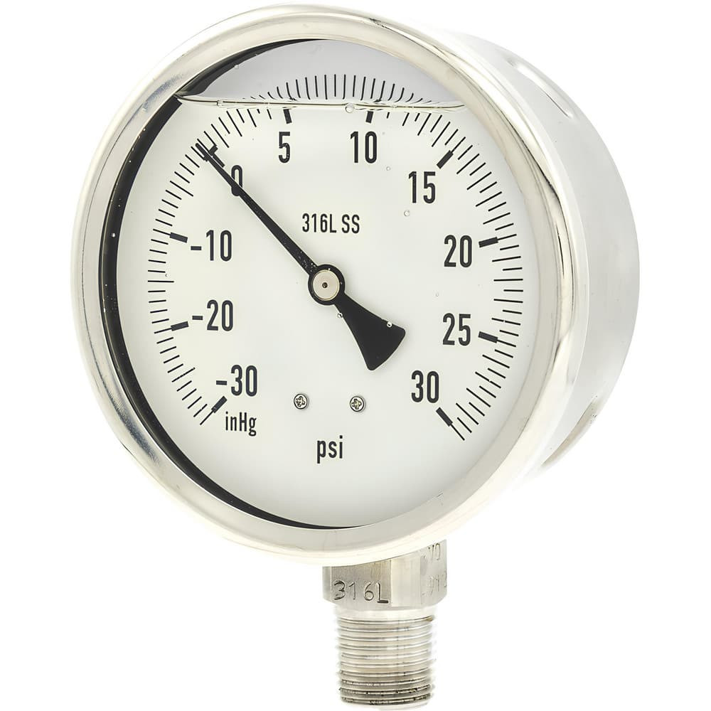 PIC Gauges PRO-301L-402CC Pressure Gauges; Gauge Type: Industrial Pressure Gauges ; Scale Type: Single ; Accuracy (%): 1% full-scale ; Dial Type: Analog ; Thread Type: NPT ; Bourdon Tube Material: 316 Stainless Steel