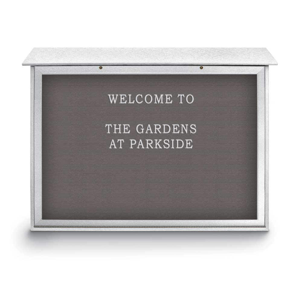 United Visual Products UVDSB5240LB-WHI Enclosed Letter Board: 52" Wide, 40" High, Fabric, Gray