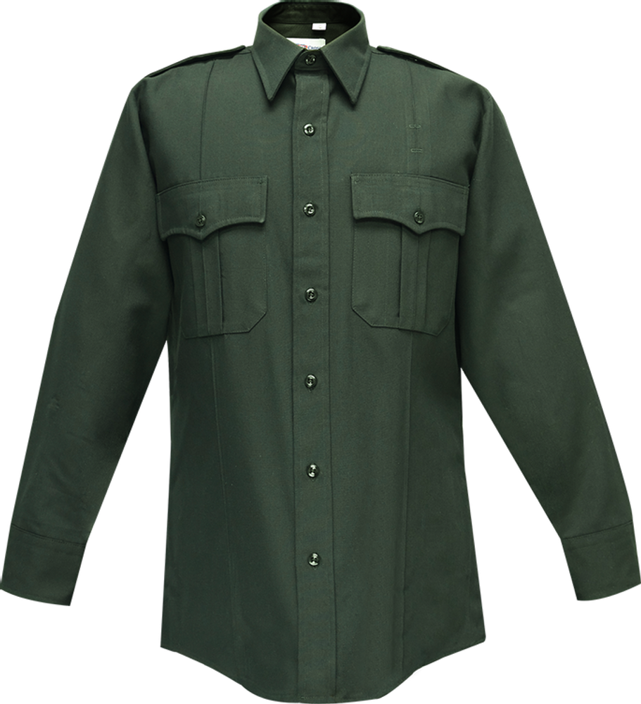 Flying Cross 35W77Z 06 18.5 38/39 Command Long Sleeve Shirt w/ Zipper & Traditional Collar - Spruce Green
