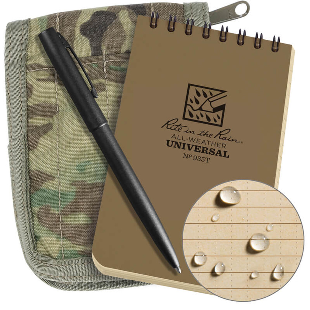 Rite in the Rain 935M-KIT Cordura 4.25 x 6 Top Bound Notebook Kit - Tan Book / Multicam Cover