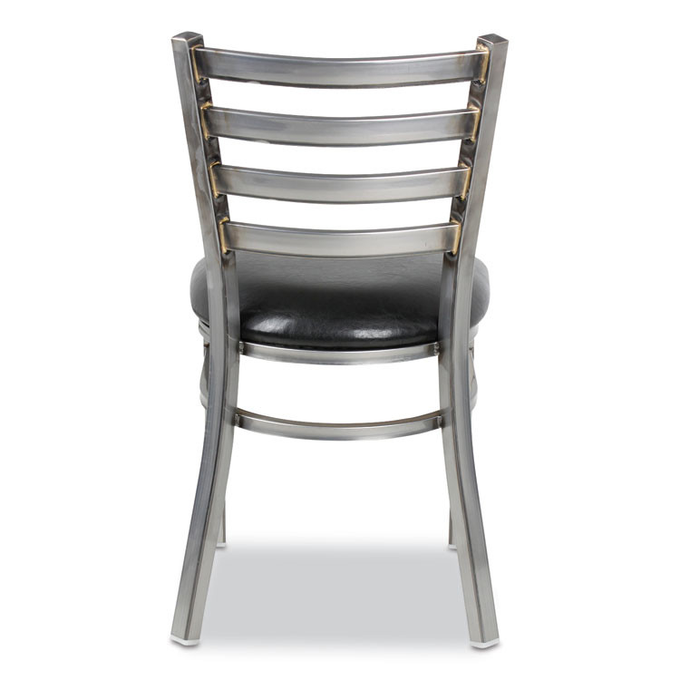 JMC FURNITURE WHCCLR White Horse Series Side Chairs, Supports Up to 300 lb, 18" Seat Height, Black Seat, Industrial Clear-Coat Steel Back/Frame