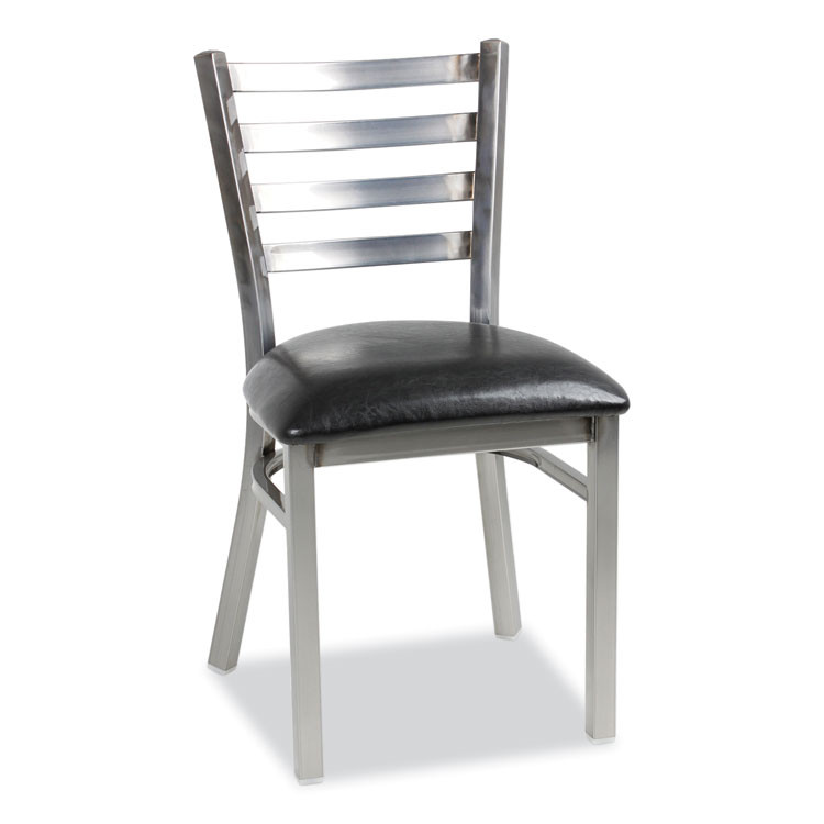 JMC FURNITURE WHCCLR White Horse Series Side Chairs, Supports Up to 300 lb, 18" Seat Height, Black Seat, Industrial Clear-Coat Steel Back/Frame