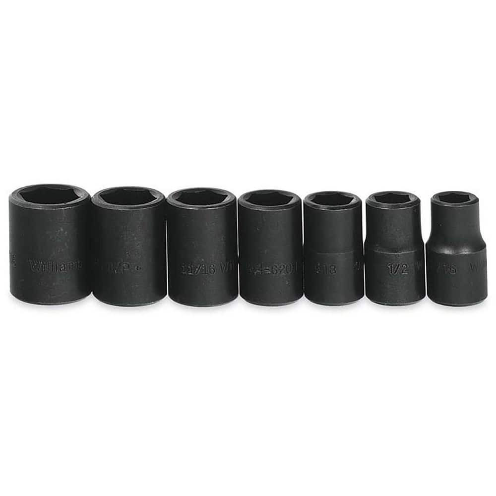 Williams JHWWS-4-7RC Socket Sets; Set Type: Standard ; Drive Size: 1/2 ; Maximum Socket Depth (Decimal Inch): 0.8125 ; Minimum Socket Depth (Decimal Inch): 0.4375 ; Container Type: Metal Box ; Number Of Pieces: 7