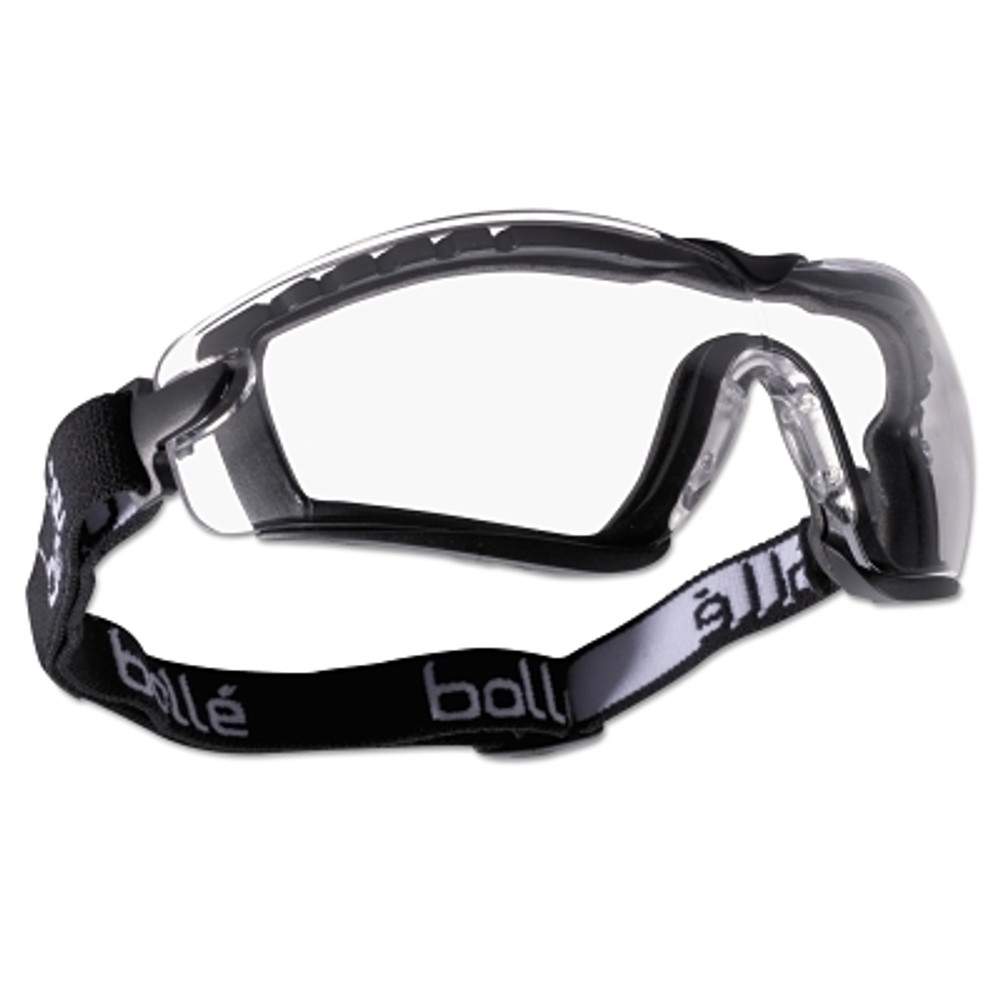 Bolle Bolle Safety Cobra Series Safety Glasses, w/ Strap & Foam, Anti-Scratch, Anti-Fog, Clear Lenses, Black