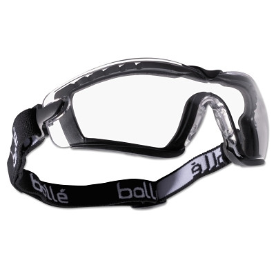 Bolle Bolle Safety Cobra Series Safety Glasses, w/ Strap & Foam, Anti-Scratch, Anti-Fog, Clear Lenses, Black