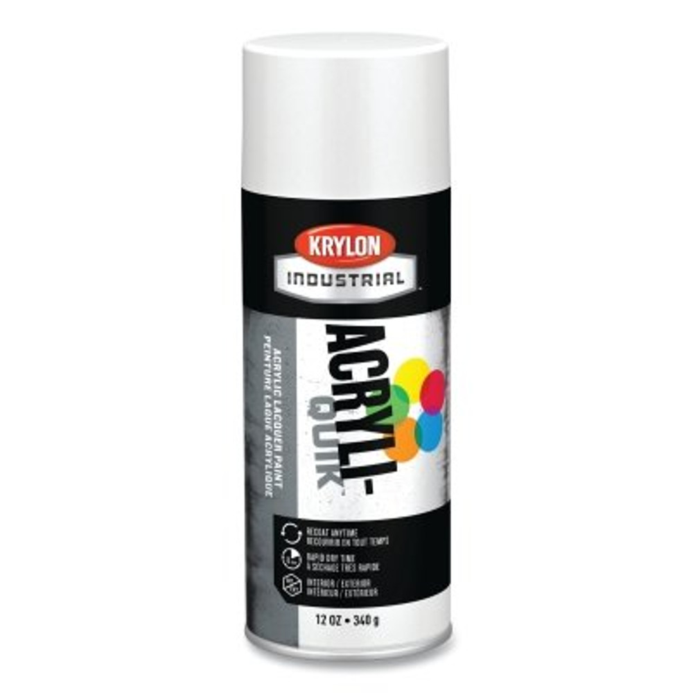 Krylon® Industrial Krylon® K01502A07 ACRYLI-QUIK™ Acrylic Lacquer Paint, 12 oz, White, Flat