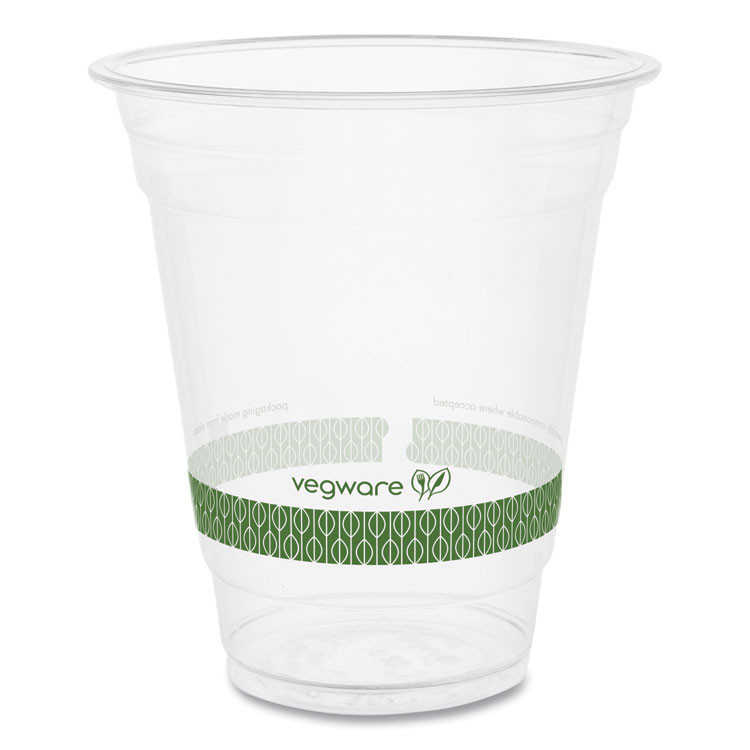 VEGWARE R360YG 96-Series Cold Cup, 12 oz, Plastic, Clear/Green, 1,000/Carton