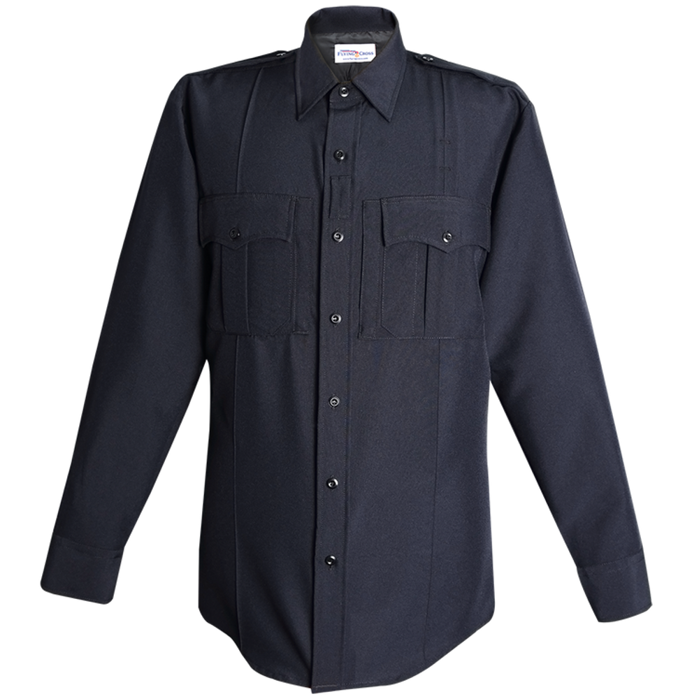 Flying Cross 42W84Z 86 18.0 32/33 Justice Power Stretch Long Sleeve Shirt w/ Zipper - LAPD Navy