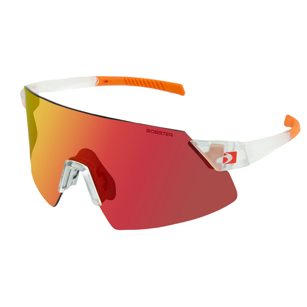 Bobster BCAD01 Cadence Sunglasses - Matte Clear/Orange Frame w/ Smoke Black Red Revo/Yellow/Clear Lenses