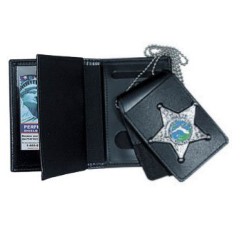 Perfect Fit 1005-AF 4-in-1 Dress Leather Badge & Double ID Case w/ chain - 3.25''x5.00''