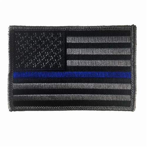 Thin Blue Line TBLBLACK-P-SEW-SMALL Thin Blue Line Patch, Dark Backing, 3 x 2 Inch, Sew on