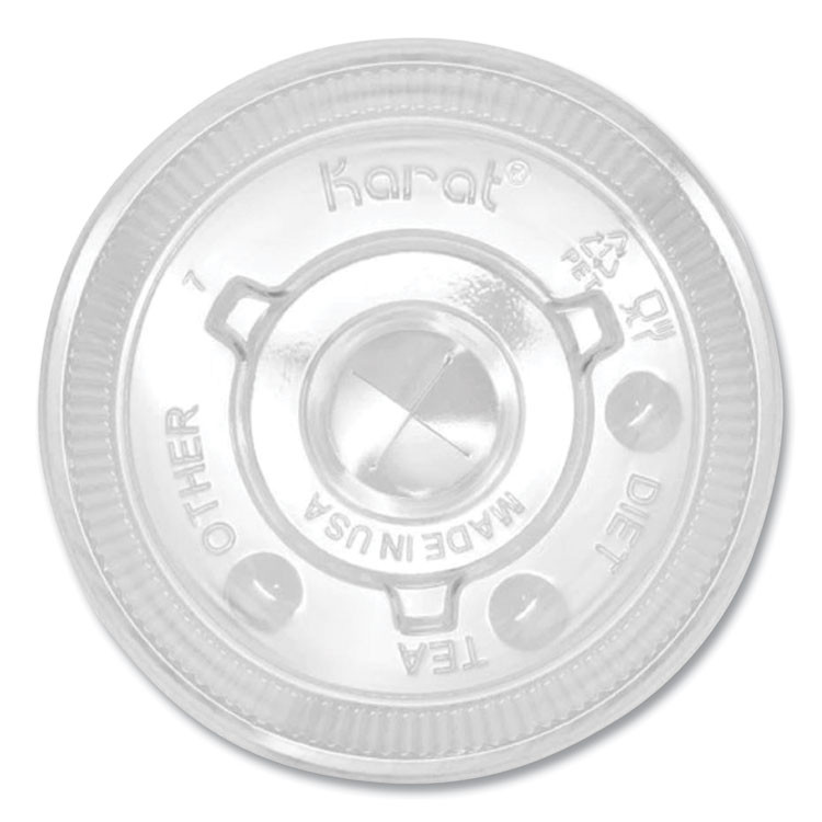 KARAT BY LOLLICUP CKCL90 PET Lids, Flat Lid, Fits 12 oz to 22 oz Cold Cups, Plastic, Clear, 1,000/Carton