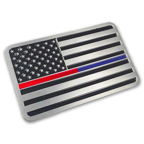 Thin Blue Line DUAL-CAR-EMBLEM Dual Flag Car Emblem