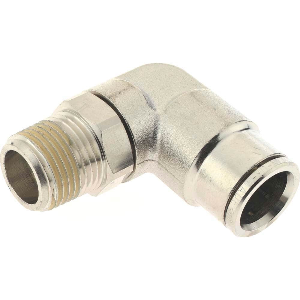 Norgren 124470738 Push-To-Connect Tube to Male & Tube to Male NPT Tube Fitting: Pneufit Swivel Male Elbow, 3/8" Thread, 1/2" OD