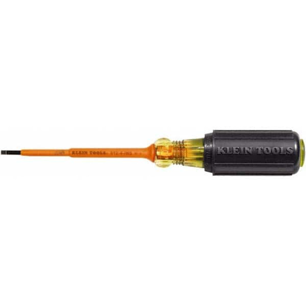 Klein Tools 612-4-INS Slotted Screwdriver: 1/8" Width, 7-3/4" OAL, 4" Blade Length