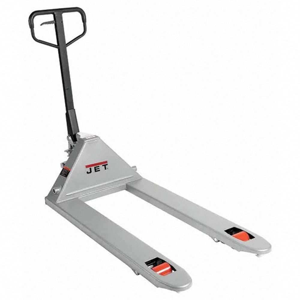 Jet 161004 Manual Pallet Truck: 5,500 lb Capacity, 20-1/2" OAW, 36 x 20-1/2" Forks, 2.56 to 6.69" Lifting Height