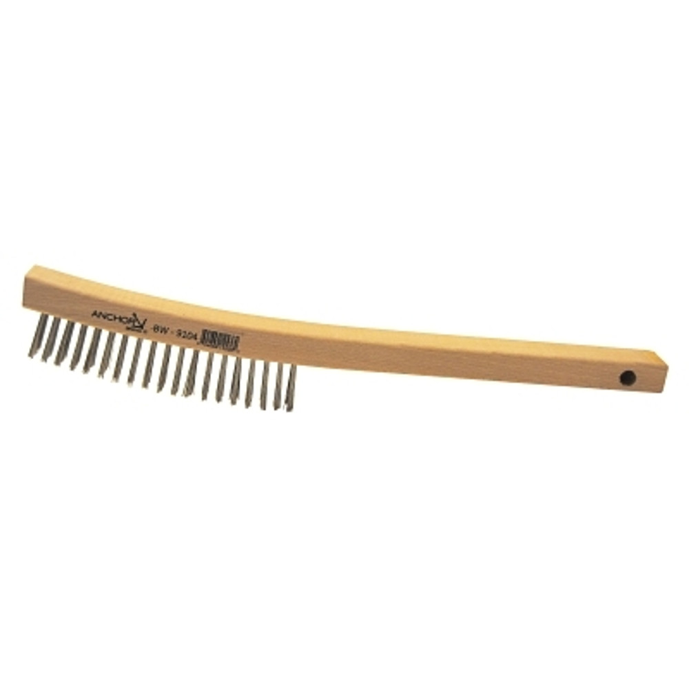 ORS Nasco Anchor Brand 97046 Hand Scratch Brush, 6 in, 4 x 18 Rows, Stainless Steel Bristles, Curved Handle