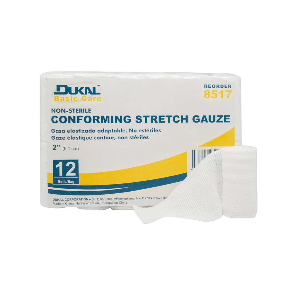 Dukal Corporation  8517 Conforming Stretch Gauze, 2" Non-Sterile, 12 rl/bg, 8 bg/cs