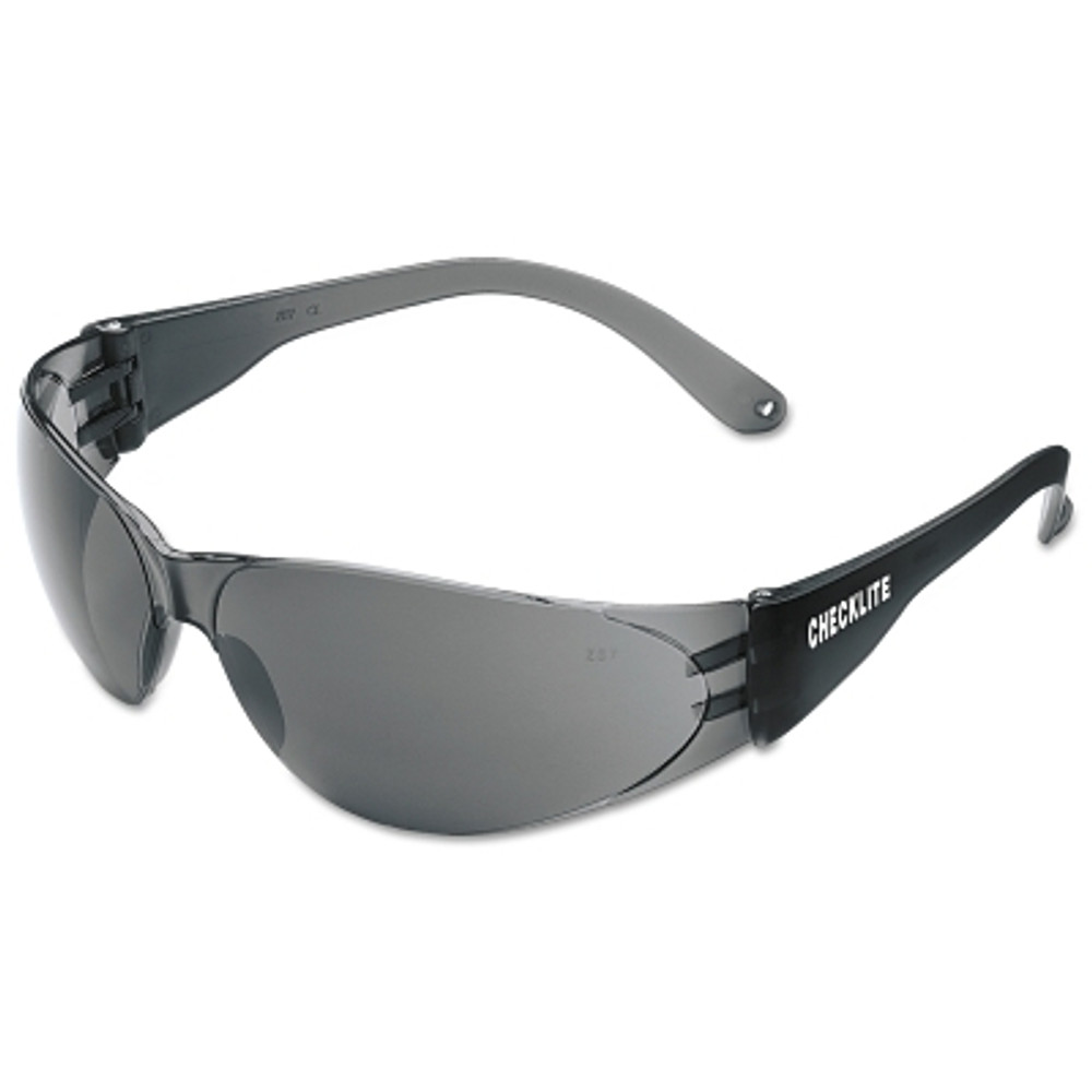 MCR Safety CL112 Checklite® CL1 Frameless Safety Glasses, Polycarbonate Gray Lens, Duramass®, Smoke Polycarbonate Temples