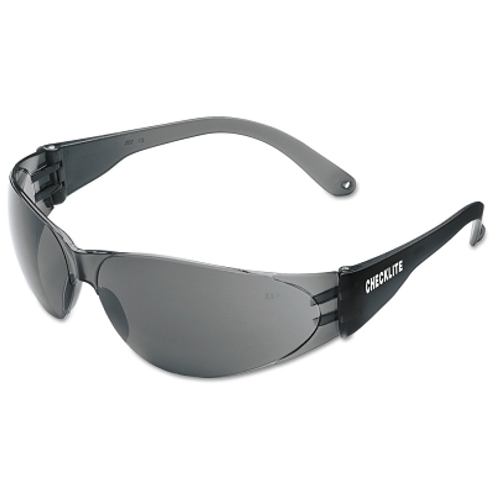 MCR Safety Checklite® CL1 Frameless Safety Glasses, Polycarbonate Gray Lens, Duramass®, Smoke Polycarbonate Temples