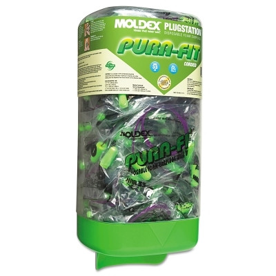 Moldex PlugStation® Earplug Dispenser, Disposable Plastic Bottle, Foam Earplugs, Bright Green, Pura-Fit®