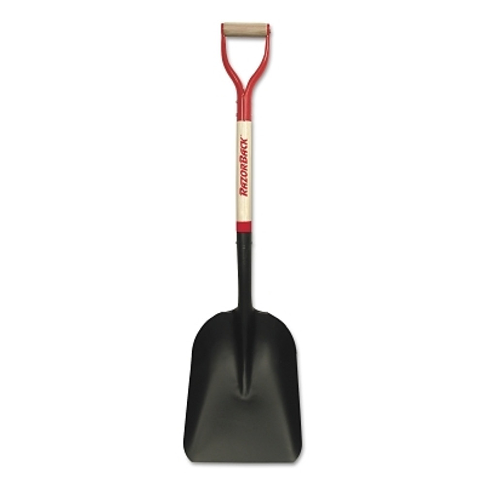 The AMES Companies, Inc. RAZOR-BACK® Steel Scoop, 15 in L x 11 in W Blade, 30 in North American Hardwood D-Grip Handle