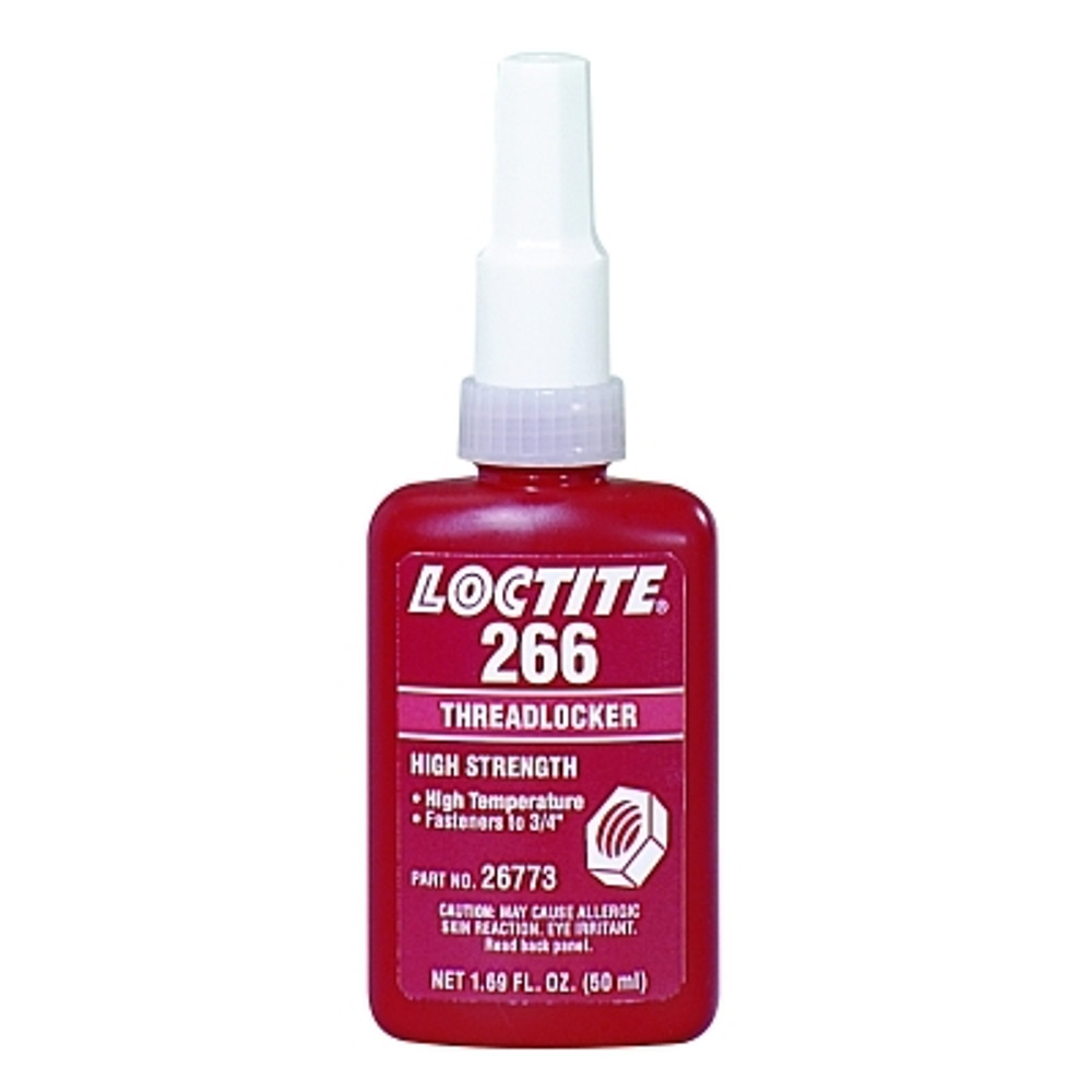 Henkel Corporation Loctite® 232329 266™ Threadlocker, High Strength/High Temperature, 50 mL, Up to 3/4 in Thread, Red-Orange