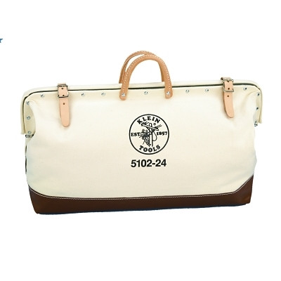 Klein Tools No. 8 Canvas Tool Bag, 1 Interior Pocket, 6 in W x 15 in H x 20 in L, Natural/Brown