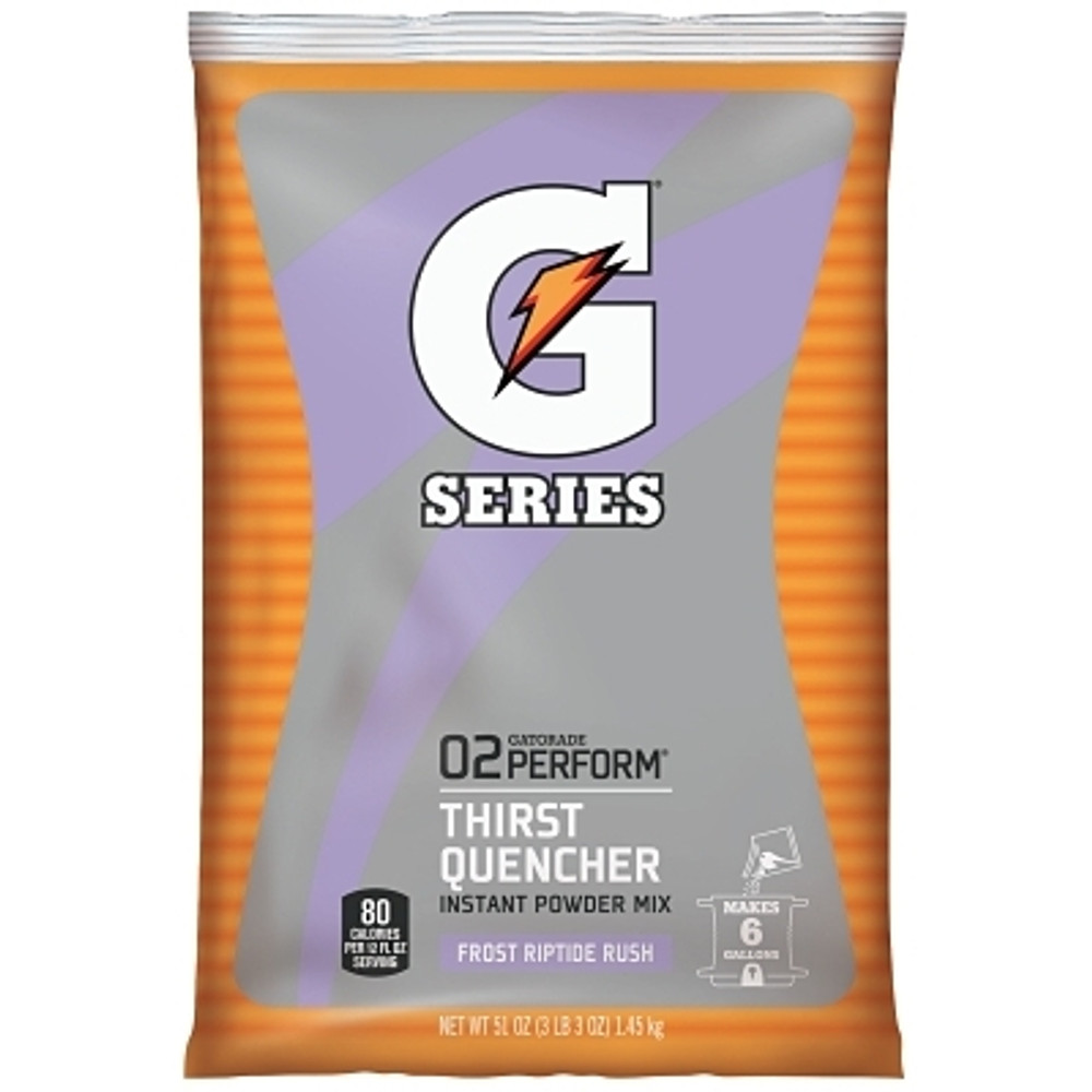 Gatorade® 33672 G Series 02 Perform® Thirst Quencher Instant Powder, 51 oz, Pouch, 6 gal Yield, Frost Riptide Rush